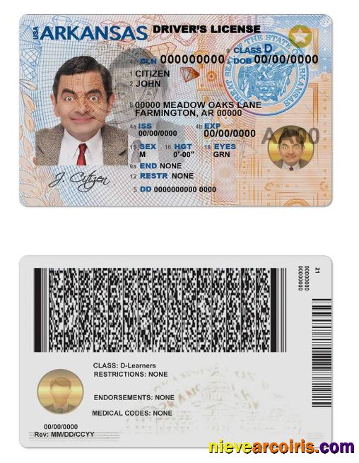 USA Arkansas driving license